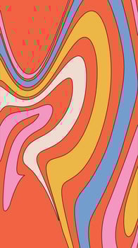 Retro Groovy distorted rainbow background template. 4k vertical screen size. Vector hippie design.