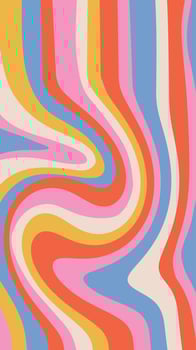 Abstract distorted aesthetic vertical background with striped waves. Trendy vector illustration in style retro 60s, 70s.