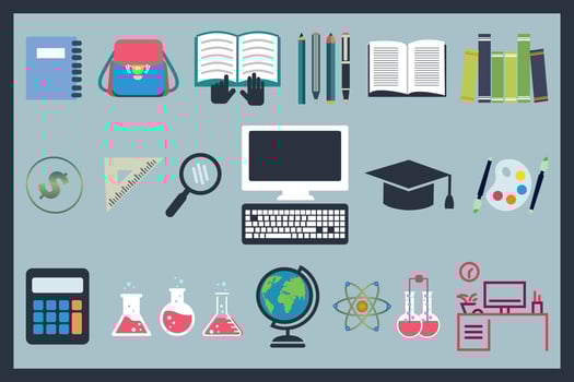 education school vector set equipment element logo template design for brand or company and other