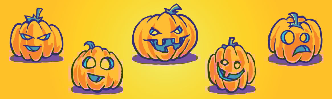 Halloween party vector background design. Happy halloween text with jack o lantern for trick or treat night celebration, Pumpkin vector illustration