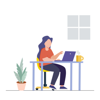 People working at home office and typing laptop online. png