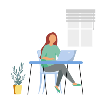 People working at home office and typing laptop online. png