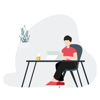 People working at home office and typing laptop online. png