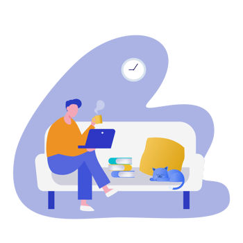 People working at home office and typing laptop online. png