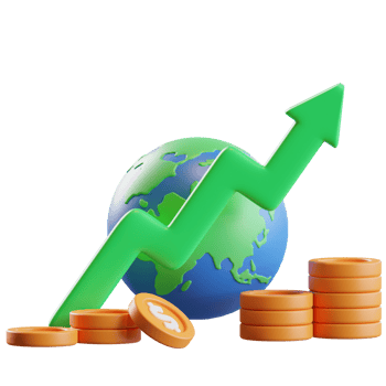 Global Economy Income Growth 3d Illustration png