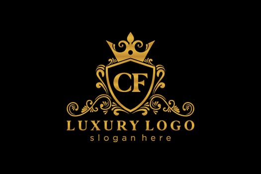 Initial CF Letter Royal Luxury Logo template in vector art for Restaurant, Royalty, Boutique, Cafe, Hotel, Heraldic, Jewelry, Fashion and other vector illustration.