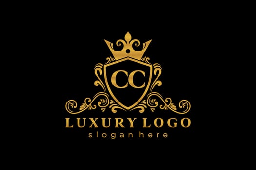 Initial CC Letter Royal Luxury Logo template in vector art for Restaurant, Royalty, Boutique, Cafe, Hotel, Heraldic, Jewelry, Fashion and other vector illustration.