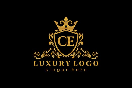 Initial CE Letter Royal Luxury Logo template in vector art for Restaurant, Royalty, Boutique, Cafe, Hotel, Heraldic, Jewelry, Fashion and other vector illustration.