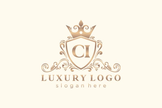 Initial CI Letter Royal Luxury Logo template in vector art for Restaurant, Royalty, Boutique, Cafe, Hotel, Heraldic, Jewelry, Fashion and other vector illustration.