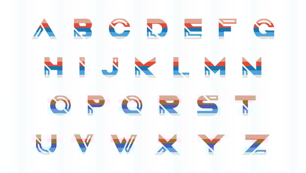 Colorful Stripe Alphabet Font Collection vector