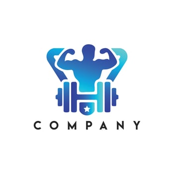 Fitness Gym Logo, Exercising athletic man logo vector