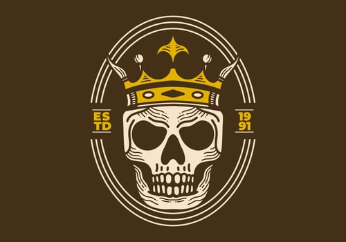 Vintage art illustration of a skull wearing crown vector