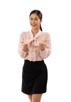 Portrait of a smiling asian woman cutout, Png file