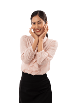 Portrait of a smiling asian woman cutout, Png file