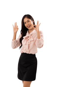 Portrait of a smiling asian woman cutout, Png file