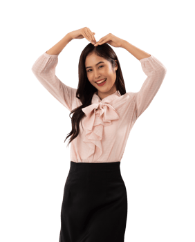 Portrait of a smiling asian woman cutout, Png file