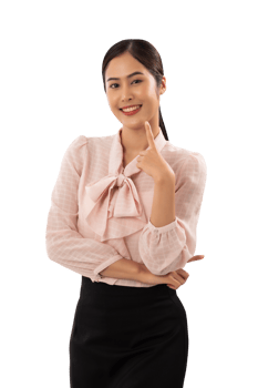 Portrait of a smiling asian woman cutout, Png file