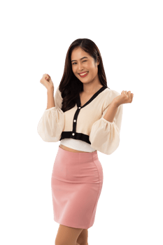 Portrait of a smiling asian woman cutout, Png file