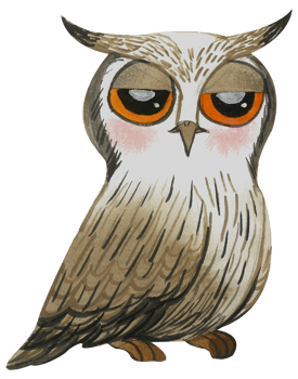 Cute owl animal character watercolor png