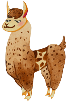 Cute animal character watercolor png