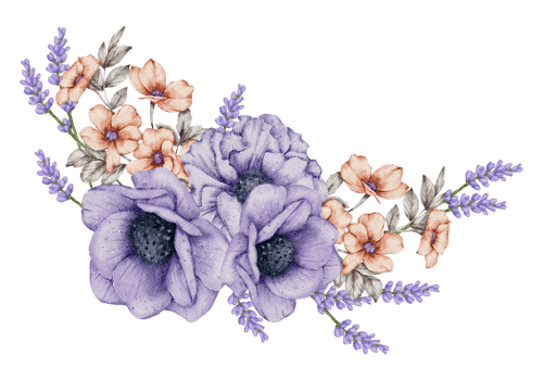 Watercolor Violet Floral Botanical png
