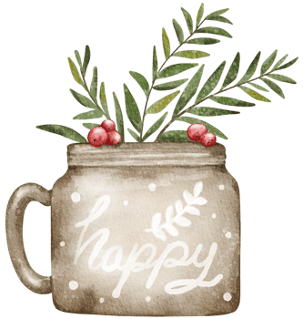 Winter Christmas ornament watercolor element png