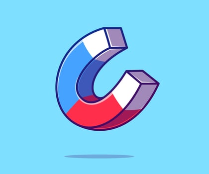 Vector magnet icon illustration. Flat Cartoon Style.