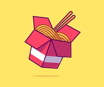 Instant cup noodle Vector Icon Illustration. Flat Cartoon Style.