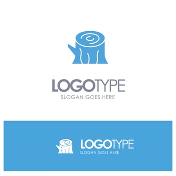 Log Wood Wooden Spring Blue Solid Logo with place for tagline vector