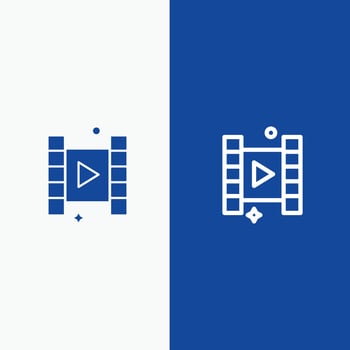 Video Play Film Line and Glyph Solid icon Blue banner Line and Glyph Solid icon Blue banner vector