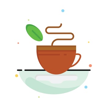 Tea Cup Hot Coffee Abstract Flat Color Icon Template vector