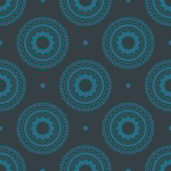 Geometric mandala pattern. Ethnic mandala floral geometric shape seamless pattern on black background. Ethnic persian carpet, rug, wallpaper for interior decoration elements. vector