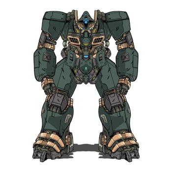 Mecha robot green made with arms body leg arms illustration vector