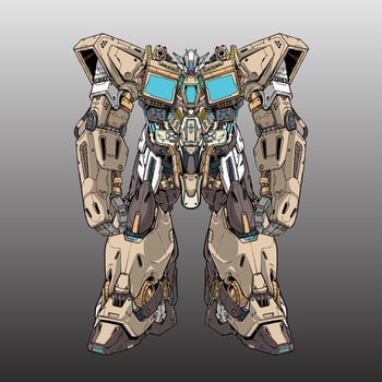 mecha robot builded by head arm body leg weapon illustration vector