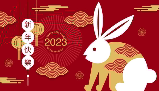 Lunar new year, Chinese New Year 2023 , Year of the Rabbit , Chinese Traditional vector