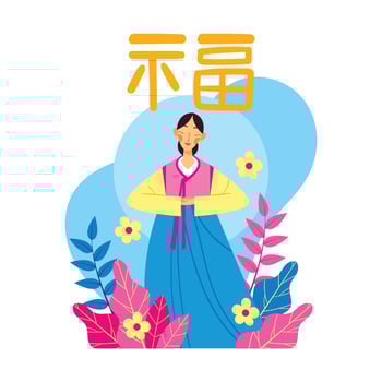 Traditional Woman Celebrating Seollal Day vector
