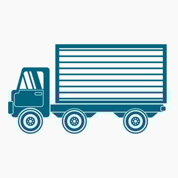 Editable Isolated Flat Monochrome Style Side View Shipping Trucks Vector Illustration for Online Shop or Transportation Related Design