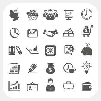 Business, finance icons set vector