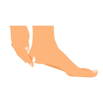 illustration of person applying beauty cream to feet vector