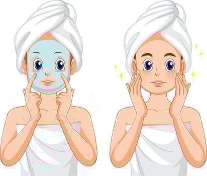 Spa woman applying facial mask vector