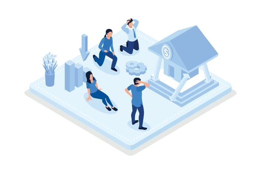 Financial crisis, Stock market crash, isometric vector modern illustration