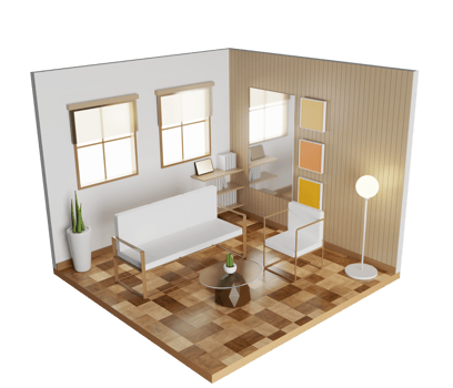 living room interior 3d illustration isometric png