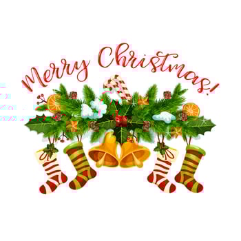 Merry Christmas stockings vector greeting icon