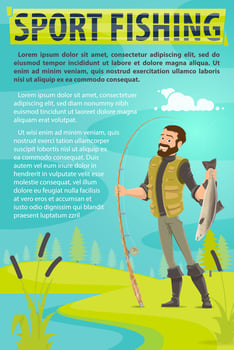 Vector fisherman sport fishing vector poster