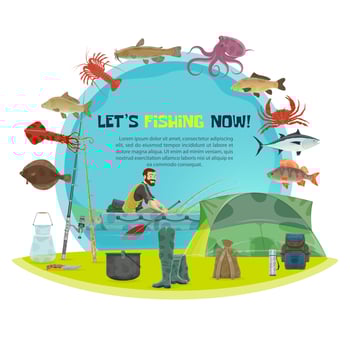 Vector fisherman sport fishing poster