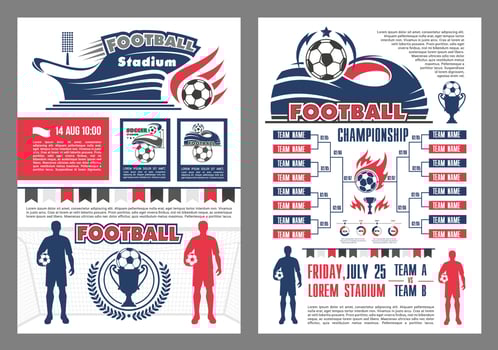 Football stadium and soccer match schedule poster vector