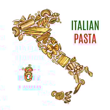 Vector Italian map pasta sketch poster