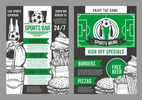 Vector soccer sports bar football pub menu design