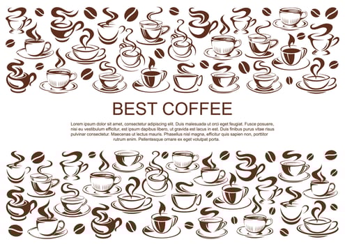 Vector coffeehouse cafe poster of coffee cups