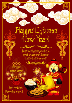 Chinese New Year card for Spring Festival design vector